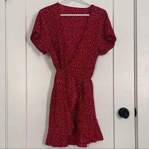 Fun red & white polka dot Wrap dress